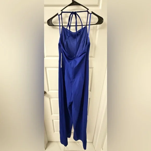 Aqua Halter Wide Leg Jumpsuit - Picture 7 of 7